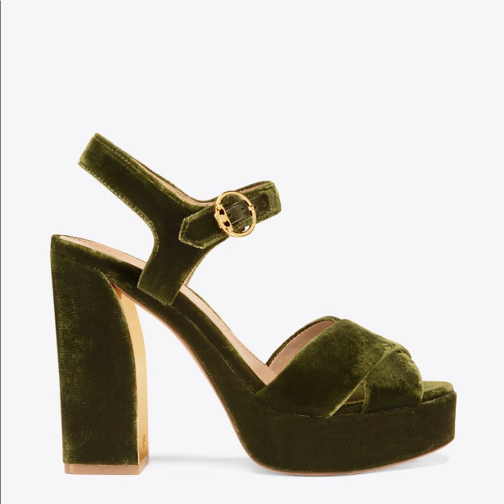 COPY - Tory Burch Velvet Platform Heel Sandals